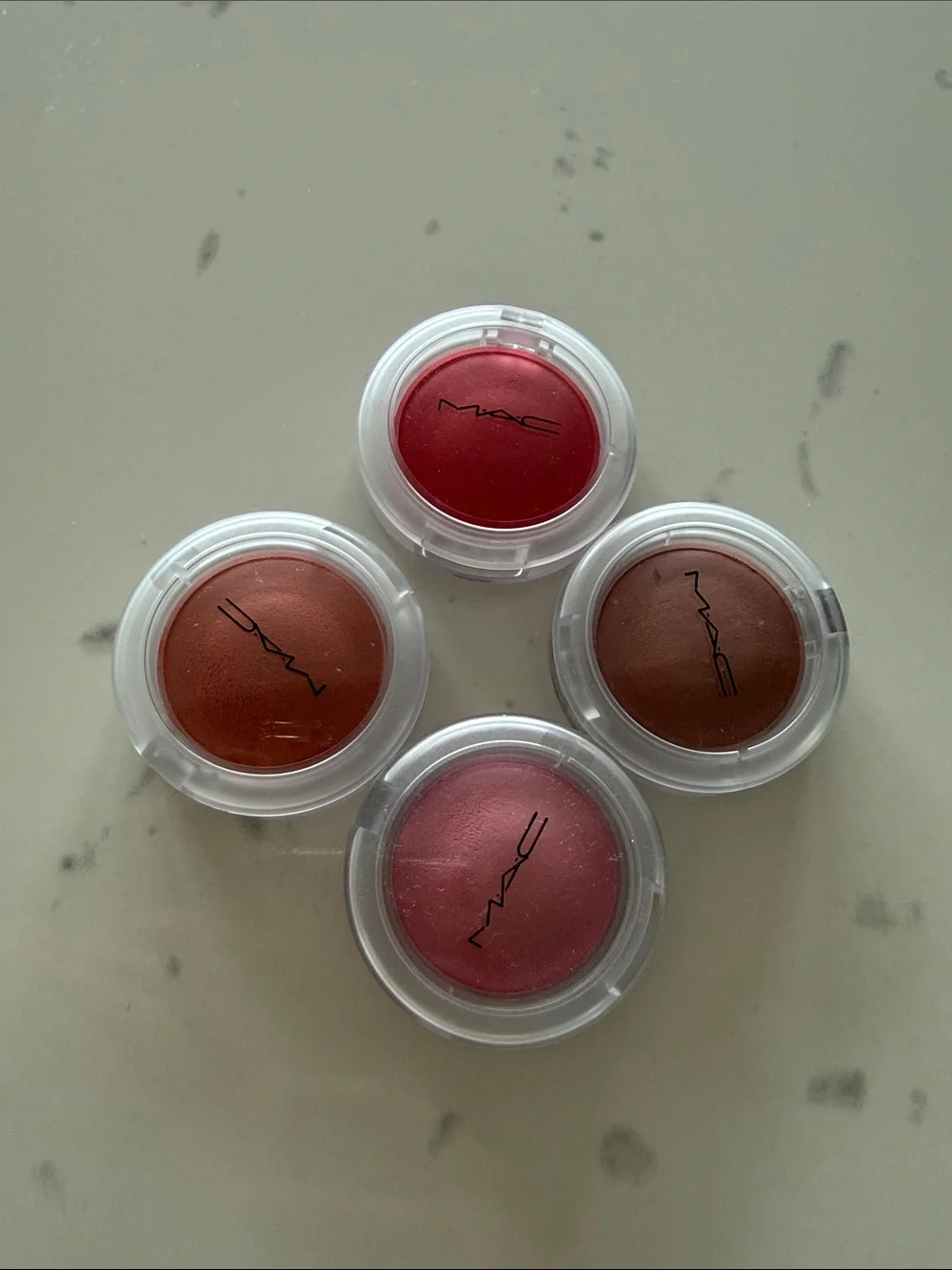 MAC glow play blush set - heat index, grand, blush please, totally synced